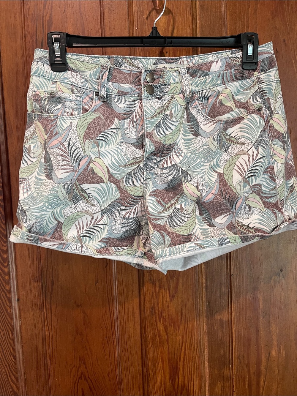Royalty For Me Multicolor Leaf-Print Denim Shorts
